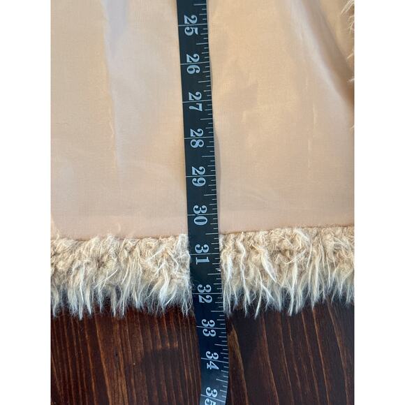 ME JANE Faux Fur Sherpa Sleeveless Cardigan M Camel Streetwear Gorpcore - Picture 10 of 11